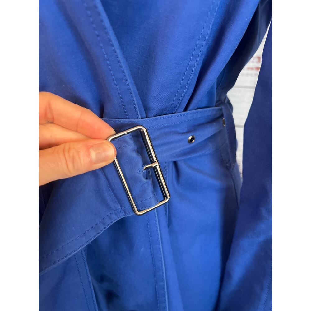 Kenneth Cole Reaction Womens Belted Rain Trench Coat Blue Size Small - Picture 4 of 15